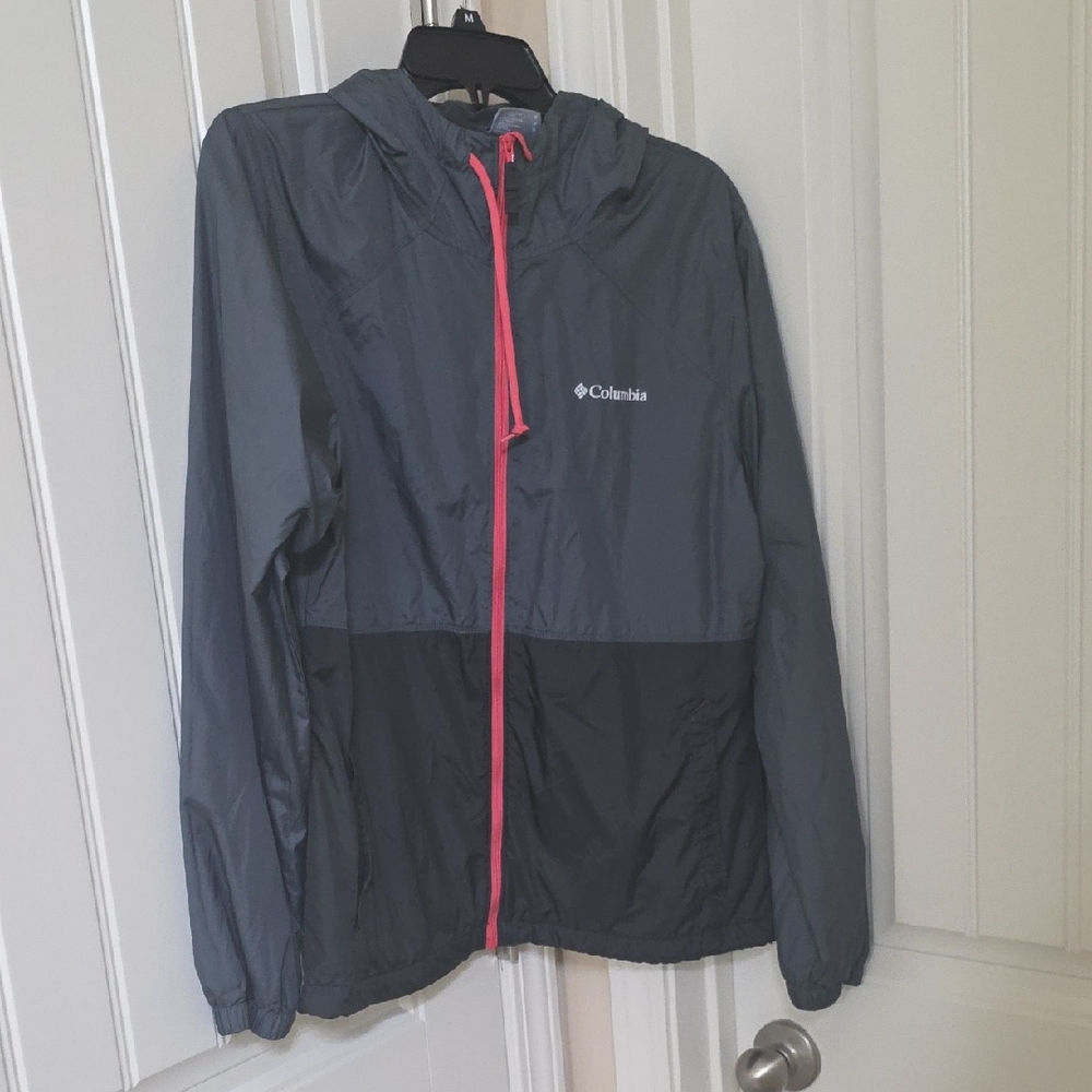 Columbia Charcoal and Black Jacket with Coral Trim